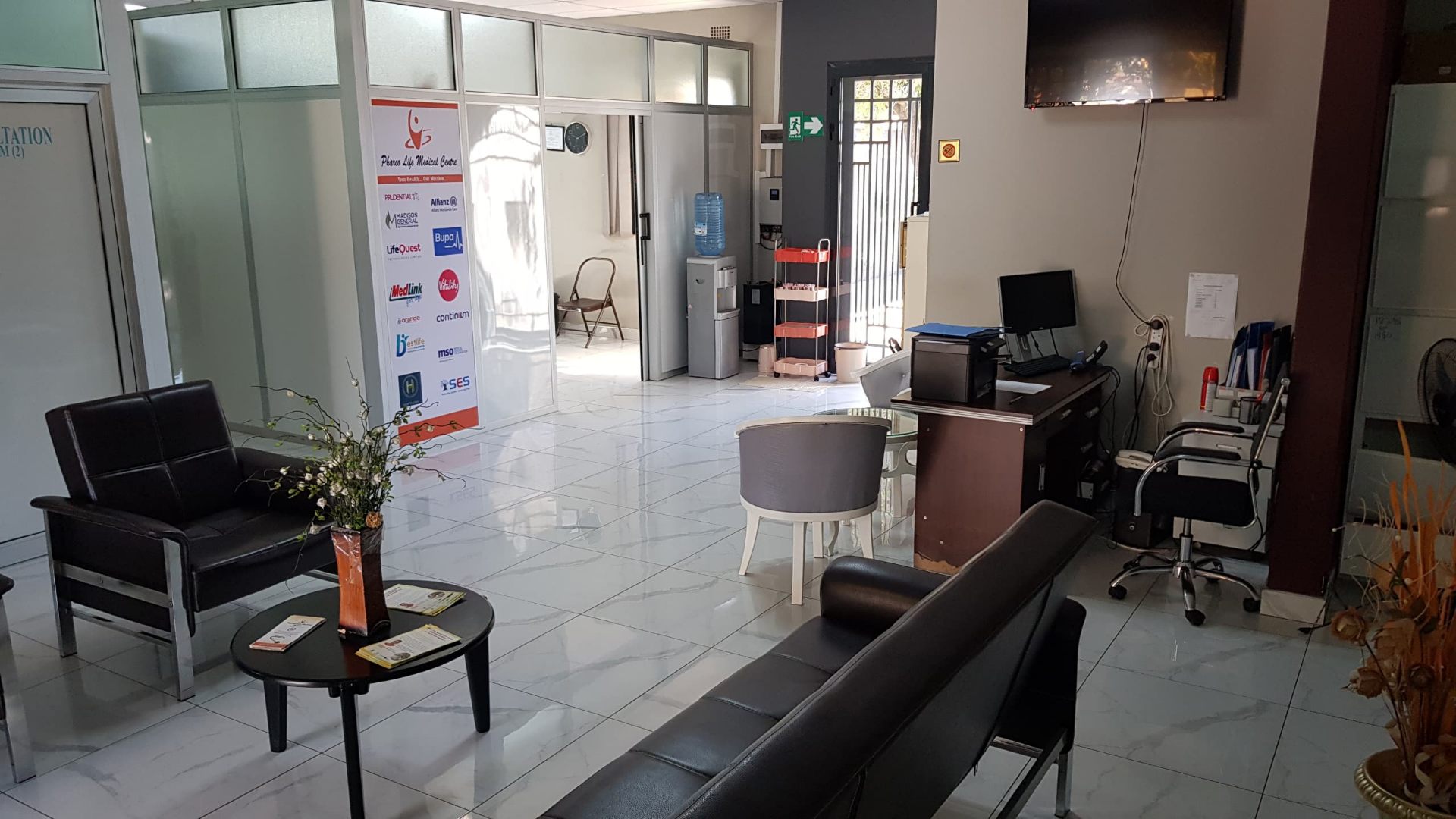 Modern reception and waiting area at Pharco Life Medical Centre